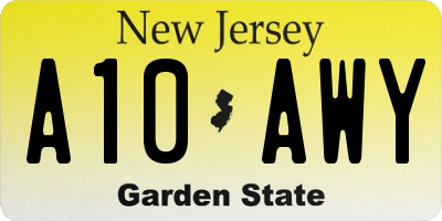 NJ license plate A10AWY