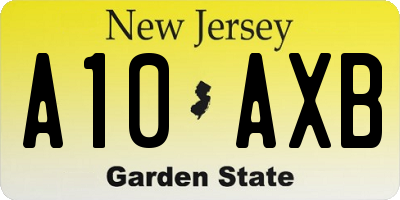 NJ license plate A10AXB