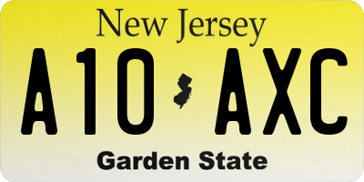 NJ license plate A10AXC