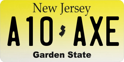 NJ license plate A10AXE