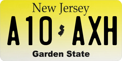 NJ license plate A10AXH