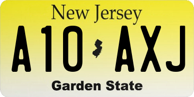 NJ license plate A10AXJ