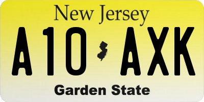 NJ license plate A10AXK