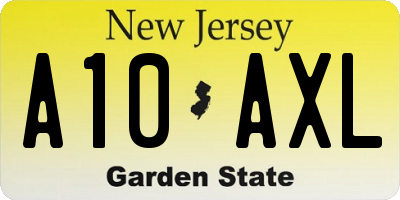 NJ license plate A10AXL