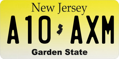 NJ license plate A10AXM