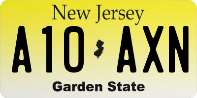 NJ license plate A10AXN