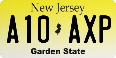 NJ license plate A10AXP