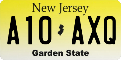 NJ license plate A10AXQ