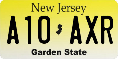 NJ license plate A10AXR