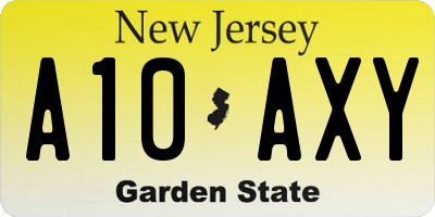 NJ license plate A10AXY