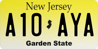 NJ license plate A10AYA