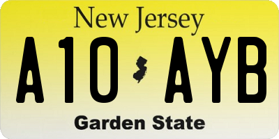 NJ license plate A10AYB