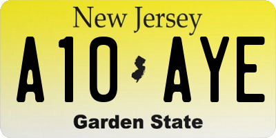NJ license plate A10AYE