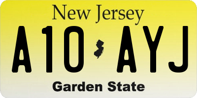 NJ license plate A10AYJ