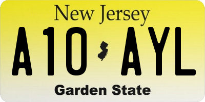 NJ license plate A10AYL