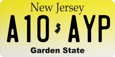 NJ license plate A10AYP