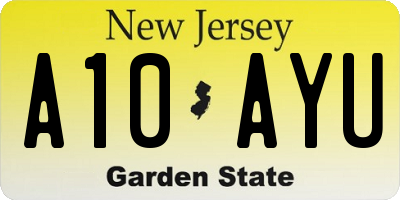 NJ license plate A10AYU