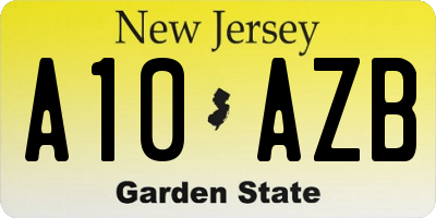 NJ license plate A10AZB