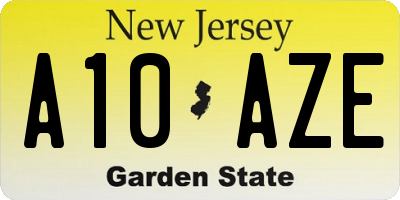 NJ license plate A10AZE