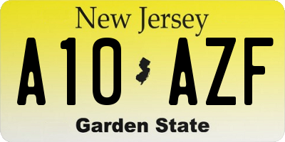 NJ license plate A10AZF