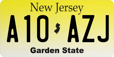 NJ license plate A10AZJ