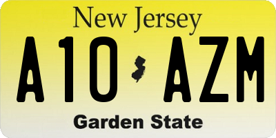 NJ license plate A10AZM
