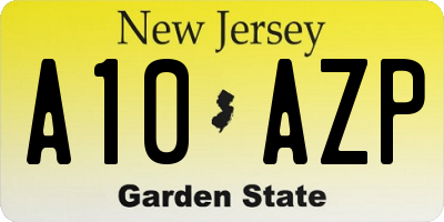 NJ license plate A10AZP