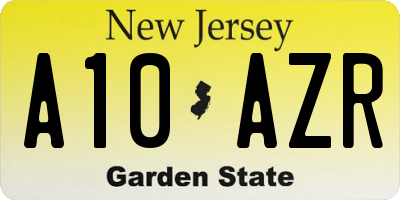 NJ license plate A10AZR