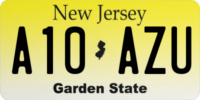 NJ license plate A10AZU