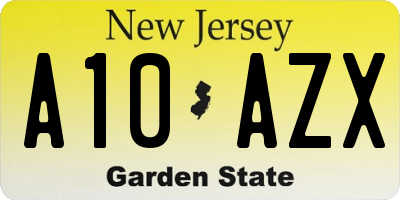 NJ license plate A10AZX