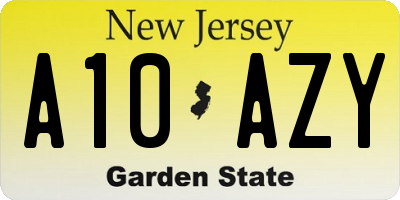 NJ license plate A10AZY