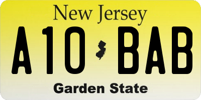 NJ license plate A10BAB