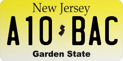 NJ license plate A10BAC