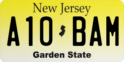 NJ license plate A10BAM