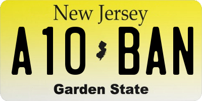 NJ license plate A10BAN