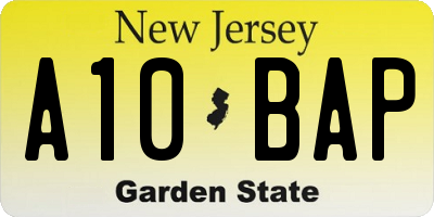 NJ license plate A10BAP