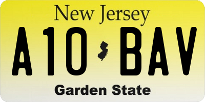 NJ license plate A10BAV
