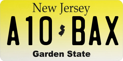 NJ license plate A10BAX