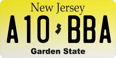 NJ license plate A10BBA