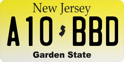 NJ license plate A10BBD