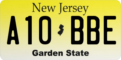 NJ license plate A10BBE