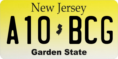 NJ license plate A10BCG