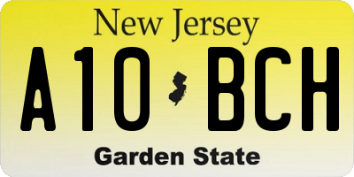 NJ license plate A10BCH