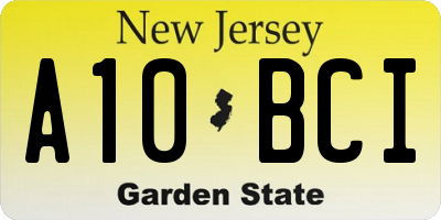 NJ license plate A10BCI