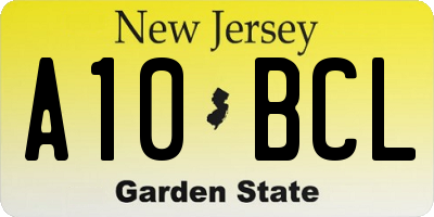 NJ license plate A10BCL