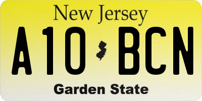 NJ license plate A10BCN