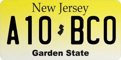 NJ license plate A10BCO