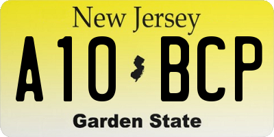 NJ license plate A10BCP