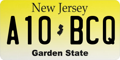 NJ license plate A10BCQ