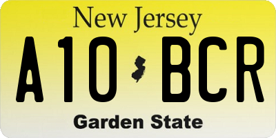 NJ license plate A10BCR